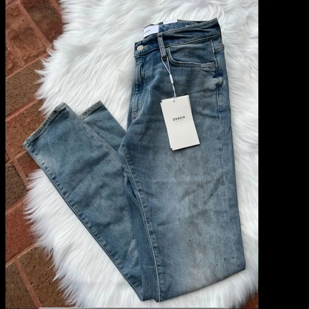Ovadia & Sons New York Men's Skinny Jeans 001 Paint Light Wash Denim Siz…